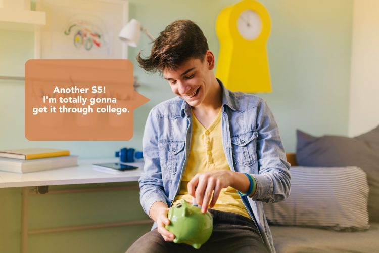 Teenager is saving money for college